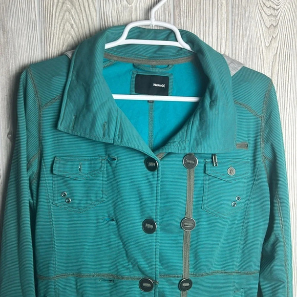 Women’s Hurley Jacket Teal with Stripes size Small - Picture 4 of 7